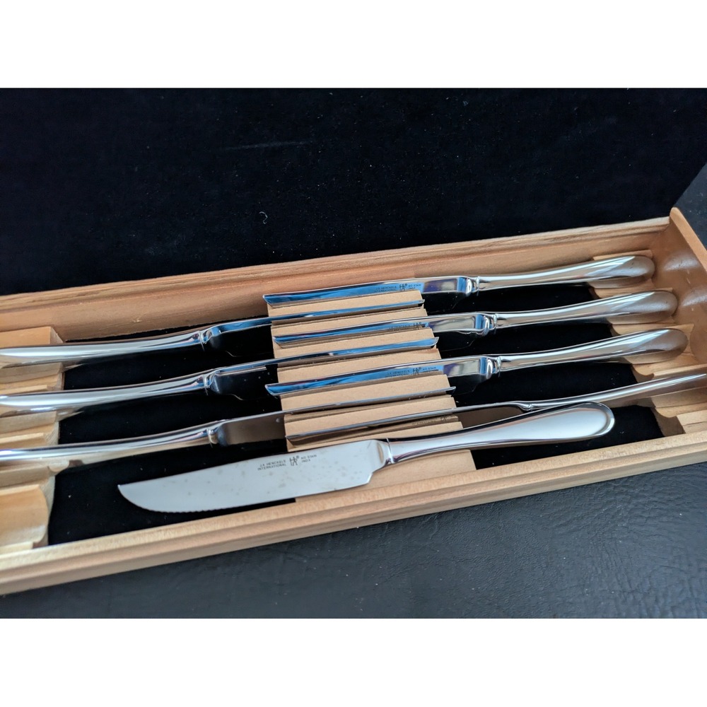 JA Henckels International 8 Piece Steak Knife Set with Wooden Gift Box Stainless
